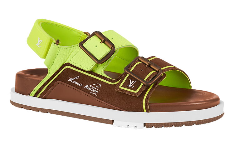 Order LV×NBAトレーナーサンダル 茶 ネオングリーン 1A8ZNH