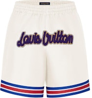 LOUIS VUITTON x NBA White Leather Basketball Shorts with Logo Print for Men. 1A90T8 LOUIS VUITTON x NBA White Leather Basketball Shorts with Logo Print for Men. 1A90T8