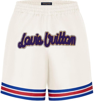 LOUIS VUITTON x NBA Celana Pendek Basket Kulit Putih Pria dengan Logo. 1A90T8 Order LOUIS VUITTON x NBA Celana Pendek Basket Kulit Putih Pria dengan Logo. 1A90T8