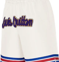 Sizing ルイヴィトン x NBA メンズ ホワイトレザーバスケットボールショーツ ロゴ入り. 1A90T8