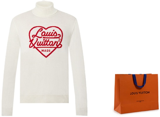 LOUIS VUITTON x NIGO2 Sweater Wool Putih Logo Hati Leher Tinggi. 1A9GR4 Lookbook LOUIS VUITTON x NIGO2 Sweater Wool Putih Logo Hati Leher Tinggi. 1A9GR4