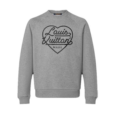 LOUIS VUITTON NIGO2 LV2 SS22 Grey Heart Logo Print Pullover Sweatshirt . 1A9GLT