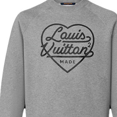 루이비통 x 니고2 LV2 SS22 그레이 하트 로고 프린트 풀오버 스웨트셔츠. 1A9GLT Details for 루이비통 x 니고2 LV2 SS22 그레이 하트 로고 프린트 풀오버 스웨트셔츠. 1A9GLT