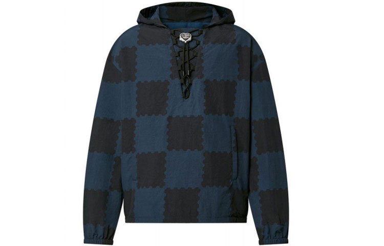 LOUIS VUITTON x NIGO2 SS22 Checkered Drawstring Hoodie Navy Blue . 1A9GVM
