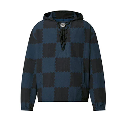 LOUIS VUITTON NIGO2 SS22 Checkered Drawstring Hoodie Navy Blue . 1A9GVM
