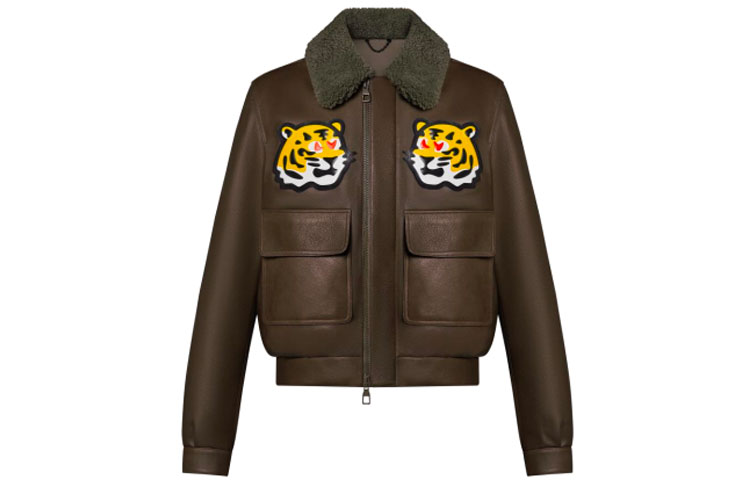 Louis Vuitton Nigo2 SS22 Double Tiger Embroidered Leather Jacket Brown (Men) 1A9K3M