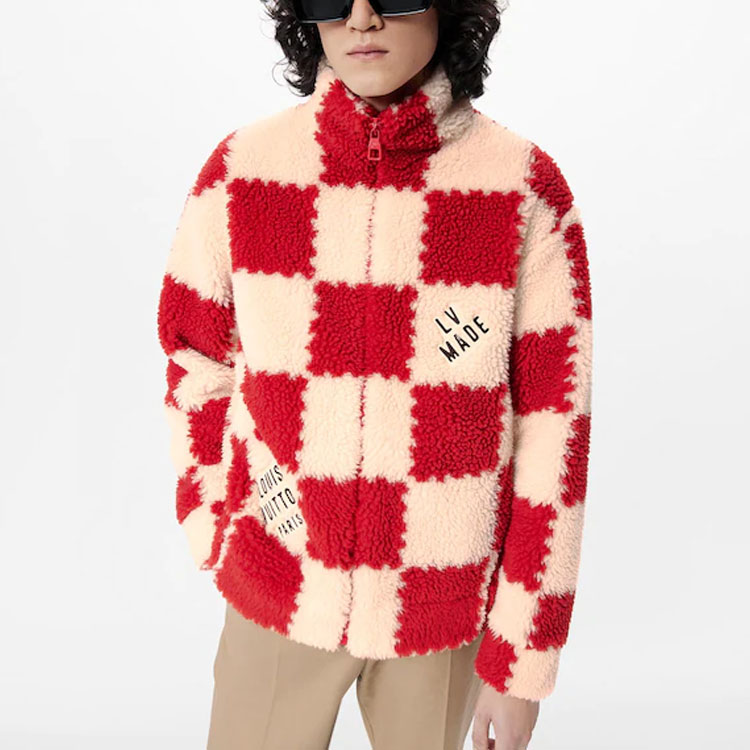 Sizing 路易威登 x NIGO2 SS22红色格纹刺绣男士拉链夹克 1A9M7S