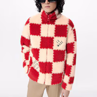 Sizing LOUIS VUITTON x NIGO2 SS22 男款紅色格紋刺繡拉鍊外套 1A9M7S