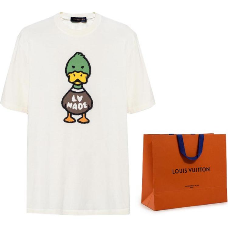 Cheap Kaos LOUIS VUITTON x NIGO2 SS22 Putih Logo Graphic Lengan Pendek. 1A9GOK