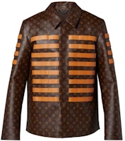 LOUIS VUITTON x NIGO2 Striped Leather Logo Jacket Brown 1A9K4C LOUIS VUITTON x NIGO2 Striped Leather Logo Jacket Brown 1A9K4C