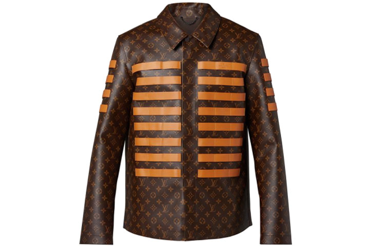 Order LOUIS VUITTON x NIGO2 Striped Leather Logo Jacket Brown 1A9K4C