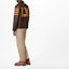 Shop LOUIS VUITTON x NIGO2 Striped Leather Logo Jacket Brown 1A9K4C