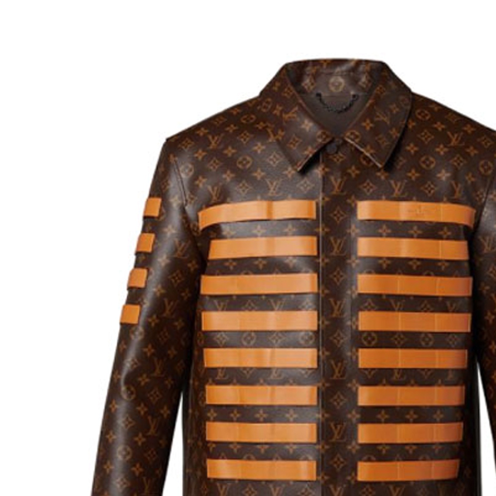 Details for LOUIS VUITTON x NIGO2 Striped Leather Logo Jacket Brown 1A9K4C