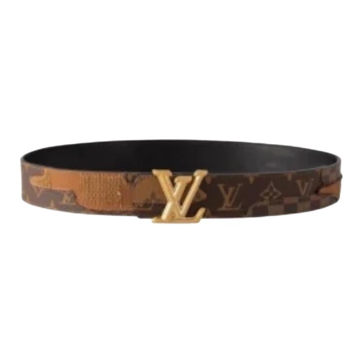 LOUIS VUITTON x Nigo Belt Brown/Black Unisex Textured Leather Couple Edition M4394R