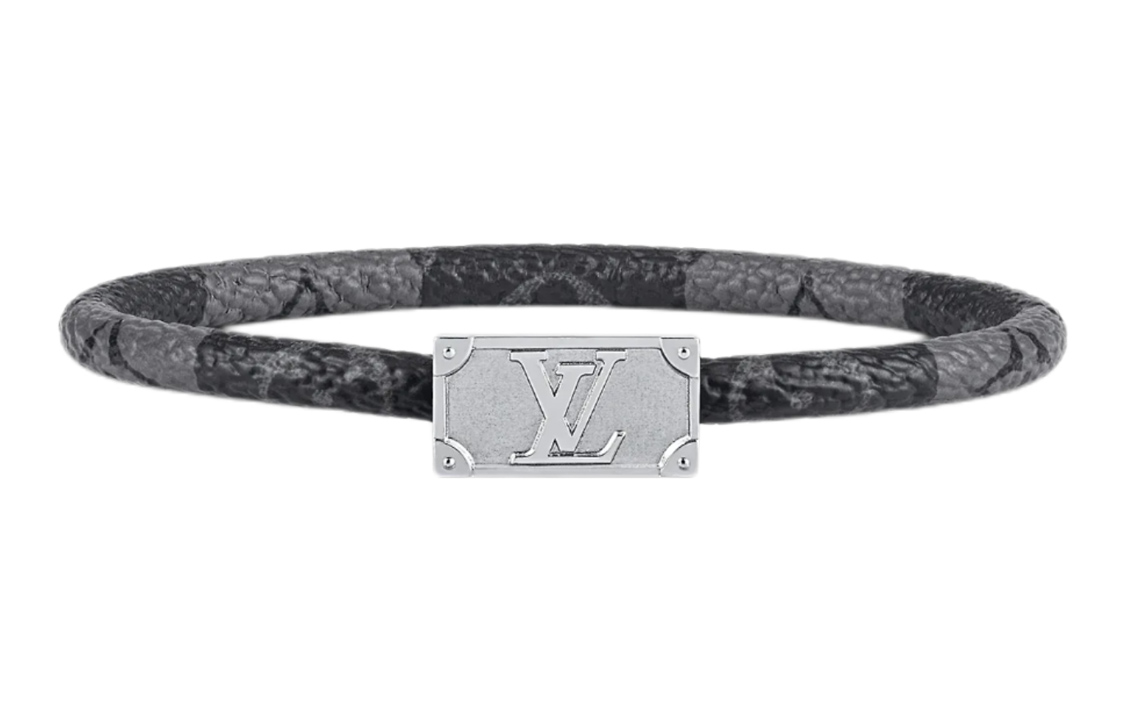 LOUIS VUITTON x Nigo Capsule LV Logo Aged Canvas Metal Bracelet Grey/Black Unisex M8040E