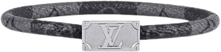 LOUIS VUITTON x Nigo Capsule LV Logo Aged Canvas Metal Bracelet Grey/Black Unisex M8040E LOUIS VUITTON x Nigo Capsule LV Logo Aged Canvas Metal Bracelet Grey/Black Unisex M8040E