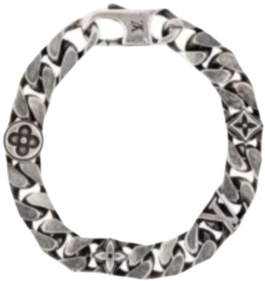 louis-vuitton-x-nigo-chain-detail-bracelet-silver-unisex-couple-design-m1775