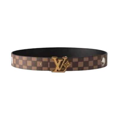 Louis Vuitton Nigo Checkered Belt Unisex Couple Style Brown/Black. M4431