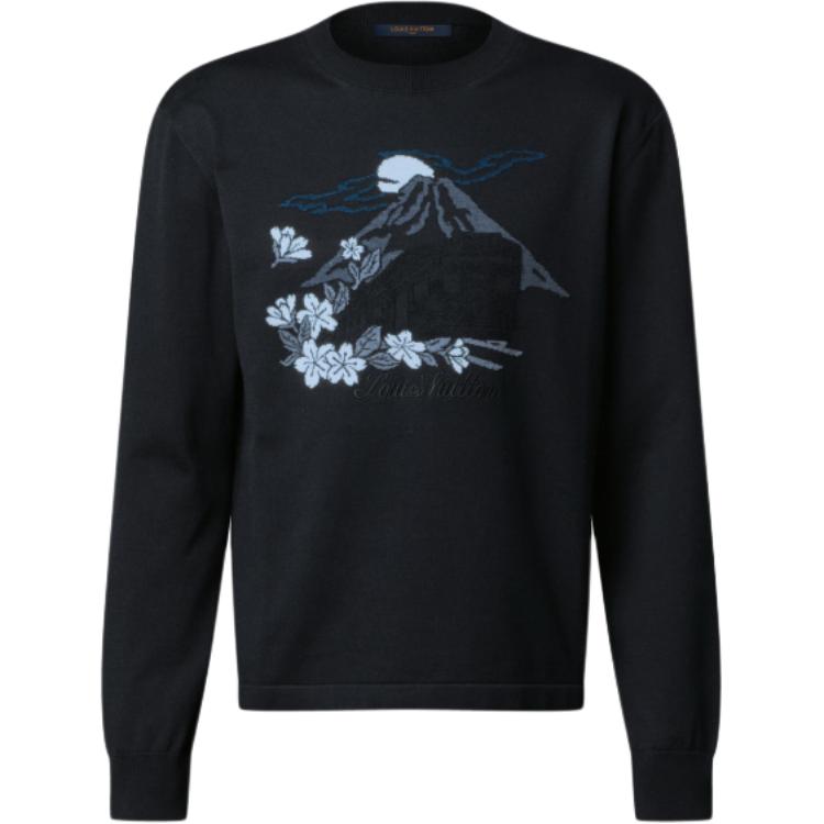 Louis Vuitton Nigo Collab FW25 Knit Print Crewneck Pullover Long-Sleeve Sweatshirt Men 1AIMCF
