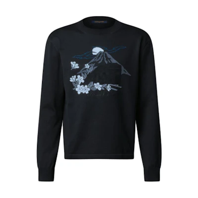 Louis Vuitton Nigo Collab FW25 Knit Print Crewneck Pullover Long-Sleeve Sweatshirt Men 1AIMCF