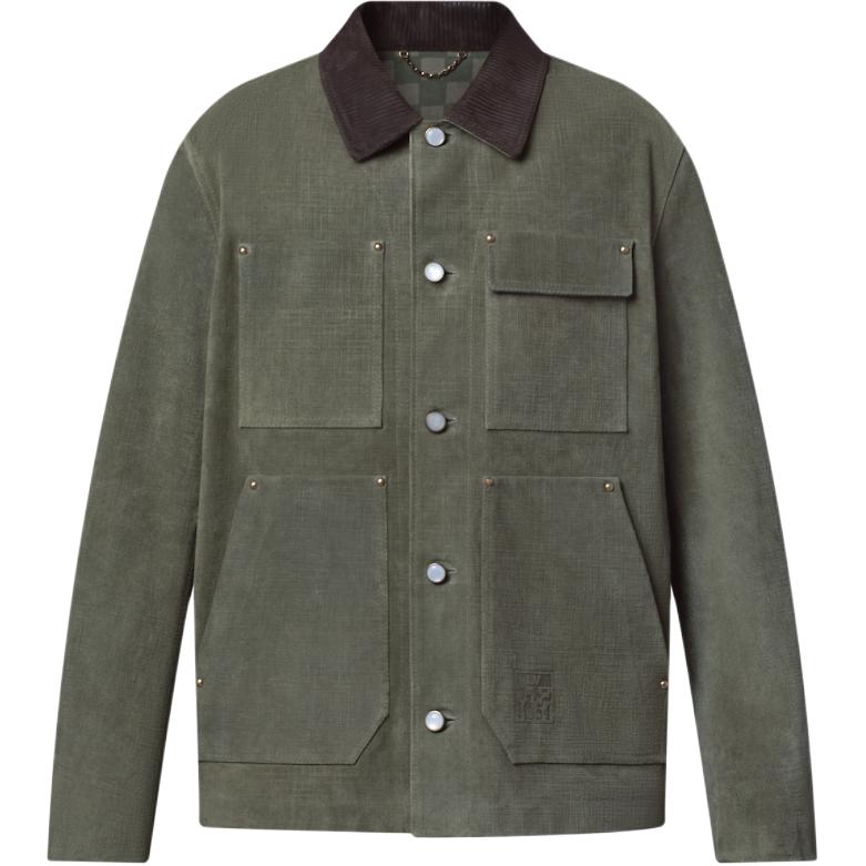 LOUIS VUITTON Nigo Collab FW25 Solid Button-Up Leather Jacket Men’s Long Sleeve 1AIMY3