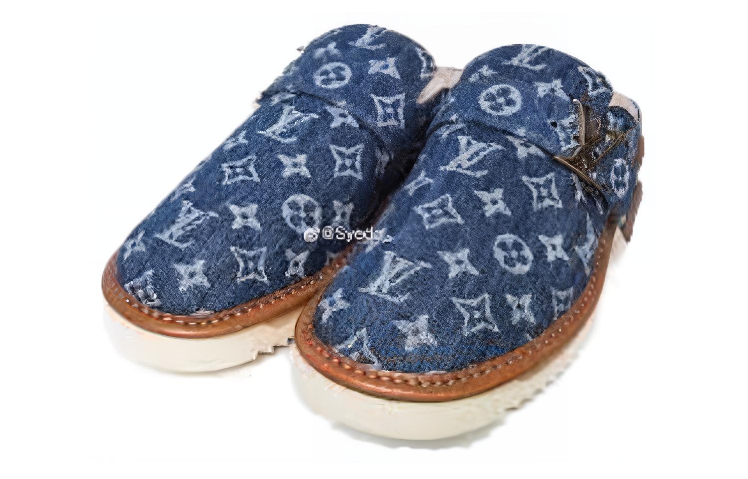 Shop Louis Vuitton x Nigo Kasut Selipar Selesa 'Denim Monogram' 1A81G9