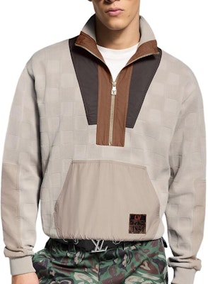 LOUIS VUITTON x Nigo Damier FW25 Half-Zip Colorblock Pocket Sweatshirt Mens 1AIMJY Lookbook LOUIS VUITTON x Nigo Damier FW25 Half-Zip Colorblock Pocket Sweatshirt Mens 1AIMJY