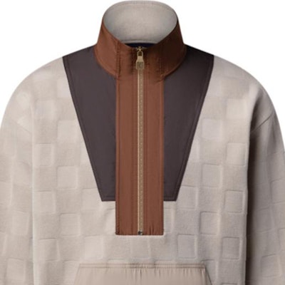 LOUIS VUITTON x Nigo Damier FW25 Half-Zip Colorblock Pocket Sweatshirt Mens 1AIMJY Details for LOUIS VUITTON x Nigo Damier FW25 Half-Zip Colorblock Pocket Sweatshirt Mens 1AIMJY