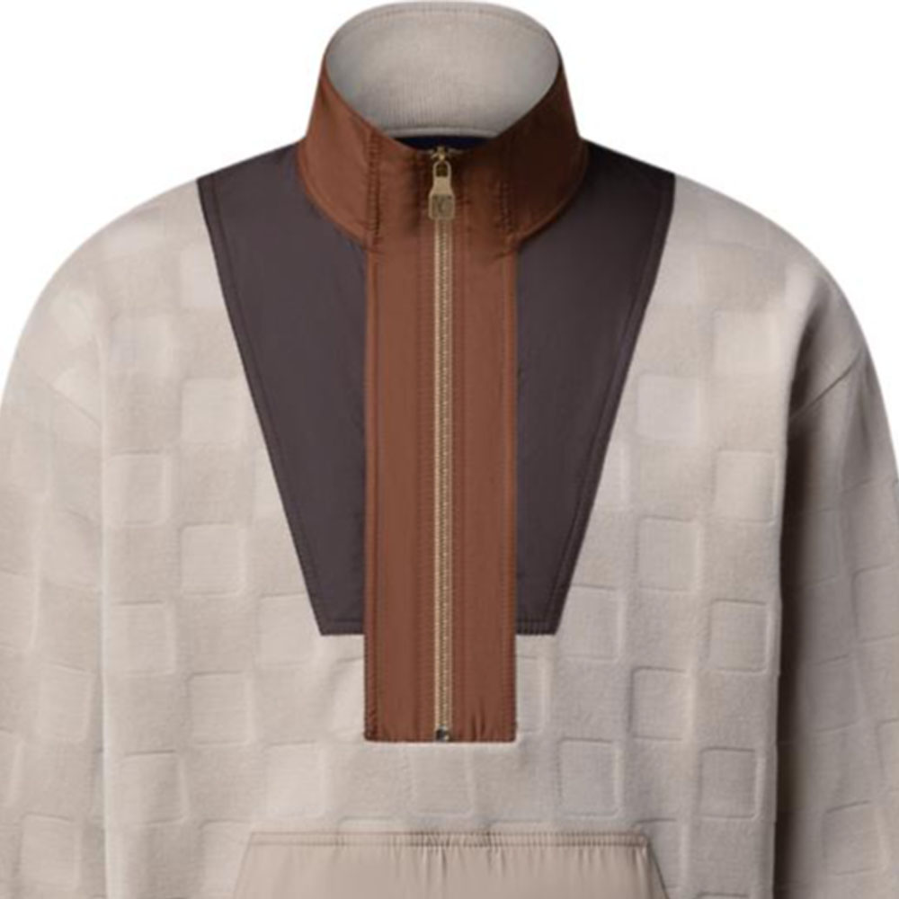 Details for LOUIS VUITTON x Nigo Damier FW25 Half-Zip Colorblock Pocket Sweatshirt Mens 1AIMK3