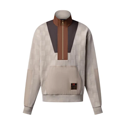 LOUIS VUITTON Nigo Damier Half-Zip Colorblock Pocket Sweatshirt Men 1AIMK2