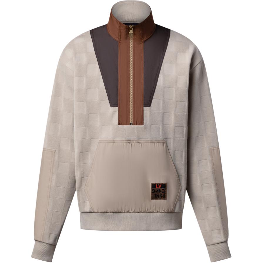 LOUIS VUITTON x Nigo Damier Half-Zip Long Sleeve Sweatshirt Colorblock 1AIMJZ