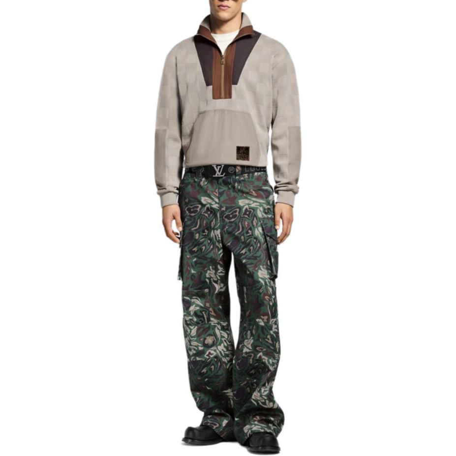 Shop LOUIS VUITTON x Nigo Damier Half-Zip Long Sleeve Sweatshirt Colorblock 1AIMJZ