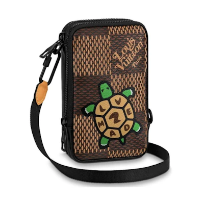 Louis Vuitton x Nigo Double Phone Pouch Damier Ebene Giant Brown