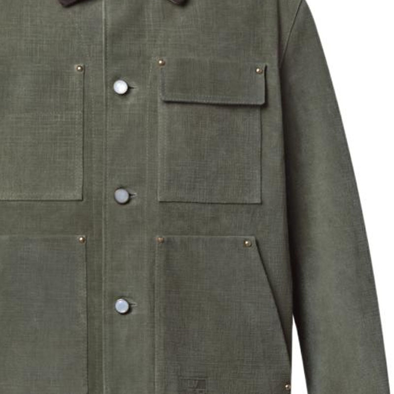 Purchase LOUIS VUITTON x Nigo FW25  Leather Jacket with Pockets and Collared Design. 1AIMY2