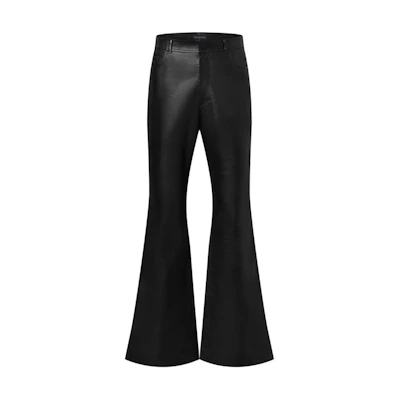 LOUIS VUITTON Nigo FW25 Slim Fit Leather Bell-Bottom Pants. 1AIMPF