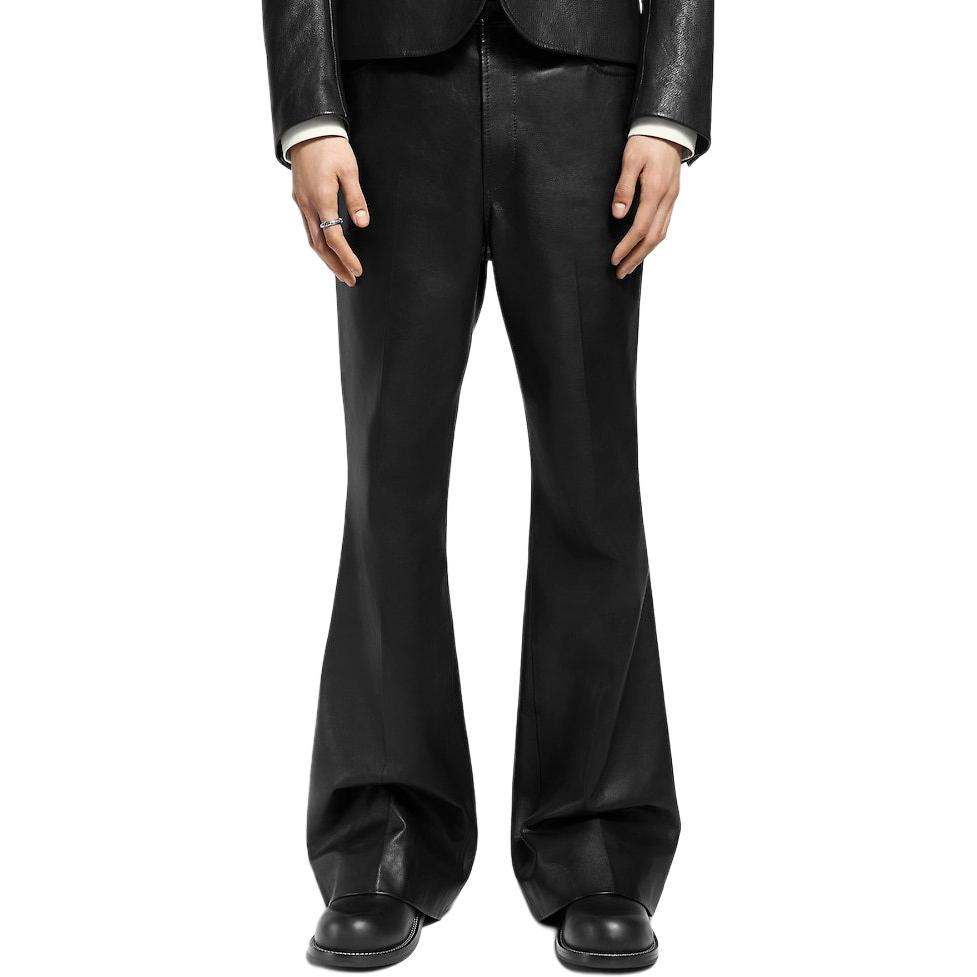 Shop LOUIS VUITTON x Nigo FW25 Celana Kulit Slim Fit Bell-Bottom. 1AIMPF