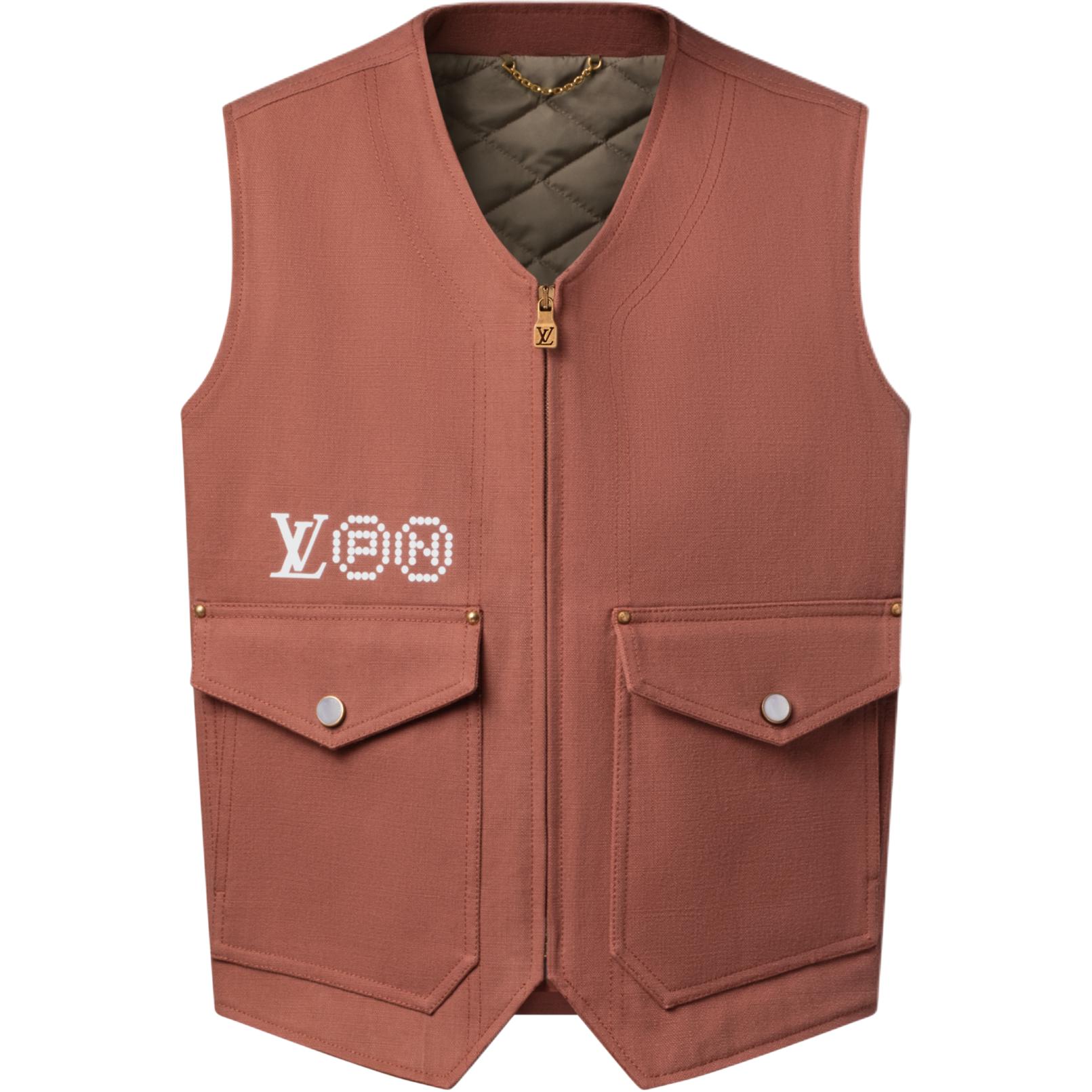 LOUIS VUITTON x Nigo FW25  V-Neck Sleeveless Vest with Zip Pocket. 1AILW9