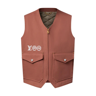 LOUIS VUITTON Nigo FW25 V-Neck Sleeveless Vest with Zip Pocket. 1AILW9