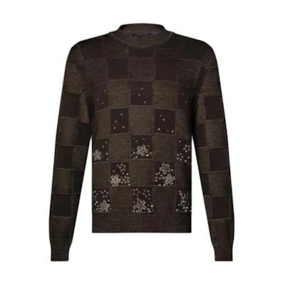 Louis Vuitton Nigo FW25 Damier Embroidered Crewneck Sweatshirt 1AIMD7