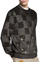 Shop Louis Vuitton x Nigo FW25 Damier Embroidered Crewneck Long Sleeve Sweatshirt 1AIMDA