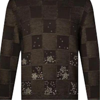 Details for Louis Vuitton x Nigo FW25 Damier Embroidered Crewneck Long Sleeve Sweatshirt 1AIMDA