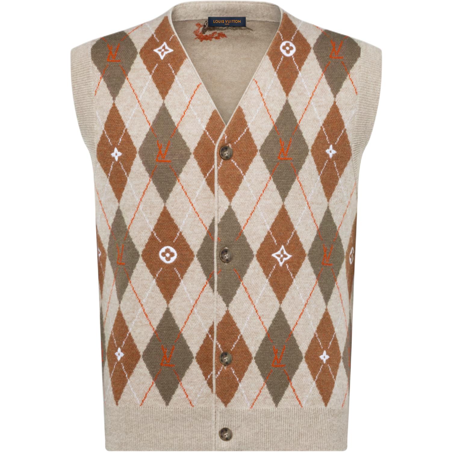 LOUIS VUITTON x Nigo FW25 Diamond Argyle V-Neck Cardigan Vest . 1AIMDI