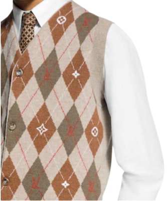 LOUIS VUITTON x Nigo FW25 Diamond Knit V-Neck Cardigan Vest Bordir. 1AIMDJ Details for LOUIS VUITTON x Nigo FW25 Diamond Knit V-Neck Cardigan Vest Bordir. 1AIMDJ