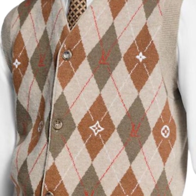 LOUIS VUITTON x Nigo FW25 Rompi Rajut V-Neck Diamond Bordir Pria 1AIMDF Purchase LOUIS VUITTON x Nigo FW25 Rompi Rajut V-Neck Diamond Bordir Pria 1AIMDF