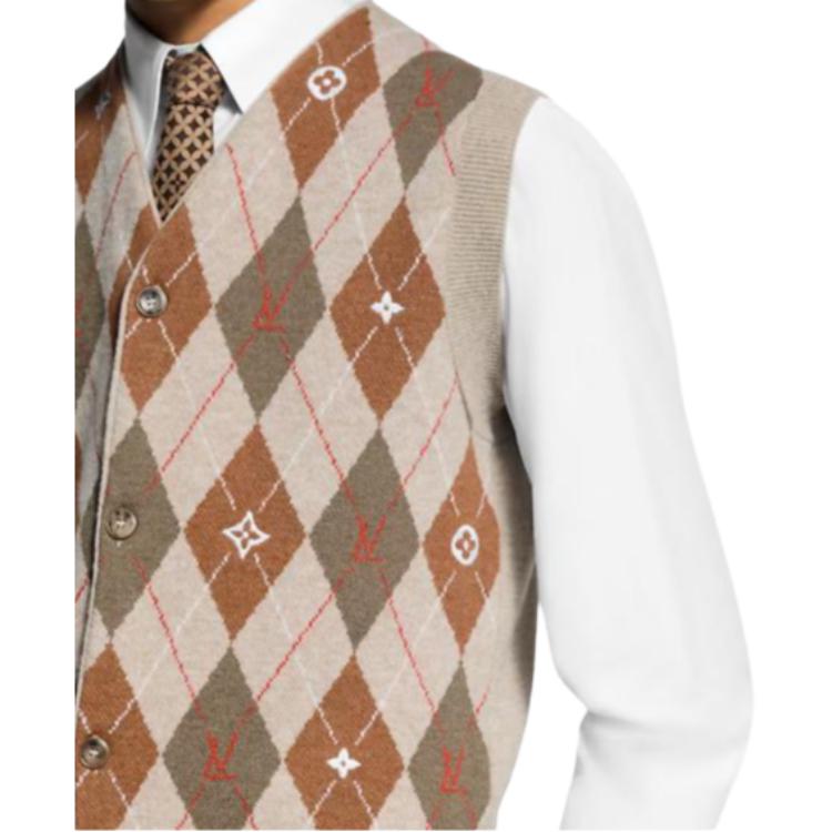 Details for LOUIS VUITTON x Nigo FW25 Rompi Rajut V-Neck Diamond Bordir Pria 1AIMDF