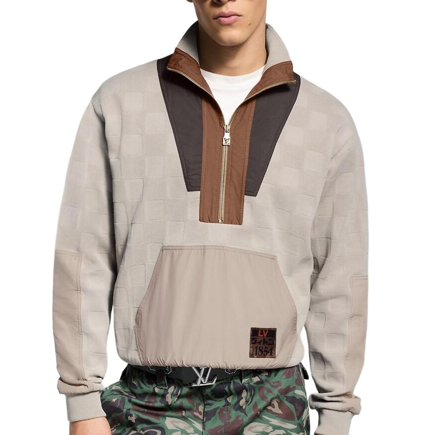 Lookbook LOUIS VUITTON x Nigo FW25 Half-Zip Checkered Pocket Long Sleeve Sweatshirt Mens 1AIMK0