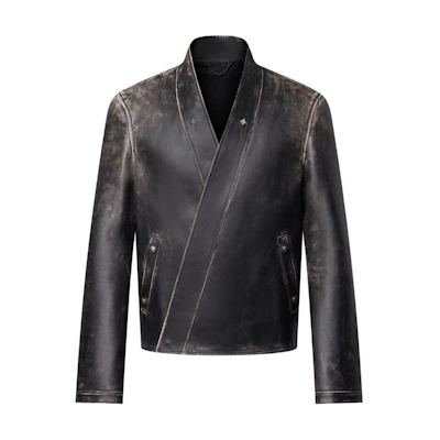 LOUIS VUITTON Nigo FW25 Leather V-Neck Long-Sleeve Jacket 1AIMYB