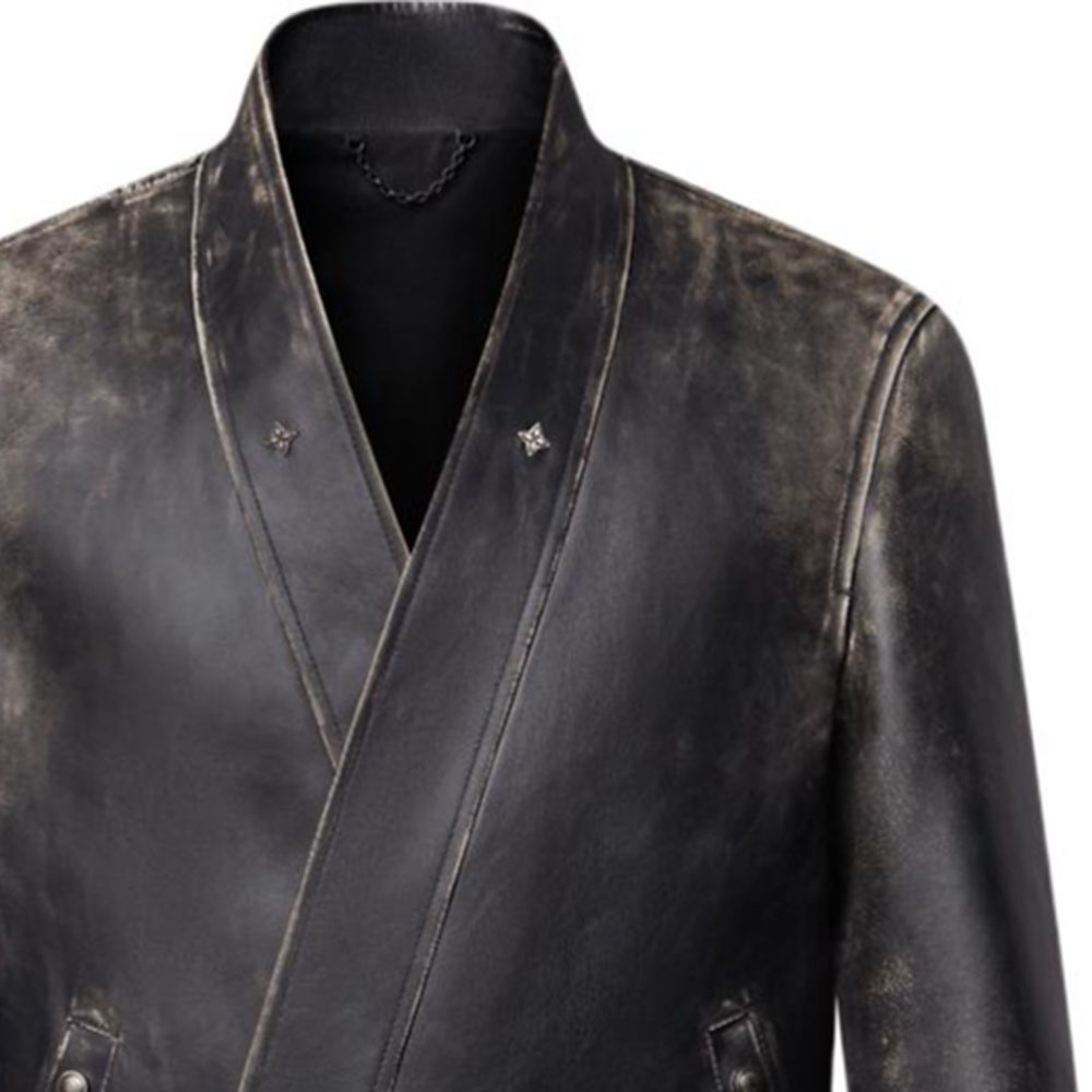 LOUIS VUITTON Nigo FW25 V-Neck Pocket Leather Jacket Long Sleeve Black 1AIMYD 圖 6