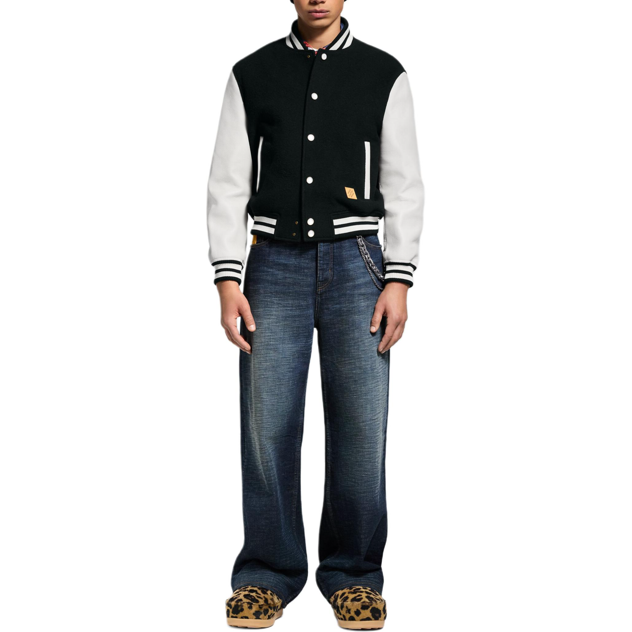 Lookbook LOUIS VUITTON x Nigo FW25 Wool-Blend Leather Varsity Jacket for Men 1AIMWM