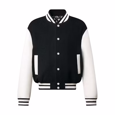 LOUIS VUITTON Nigo FW25 Wool-Leather Varsity Jacket for Men. 1AIMWP